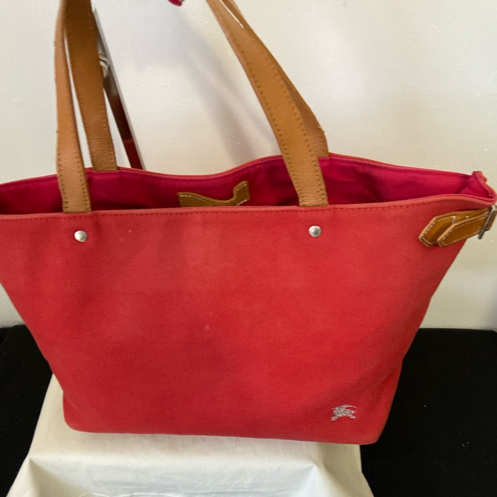 Burberry Red and Tan Tote Bag